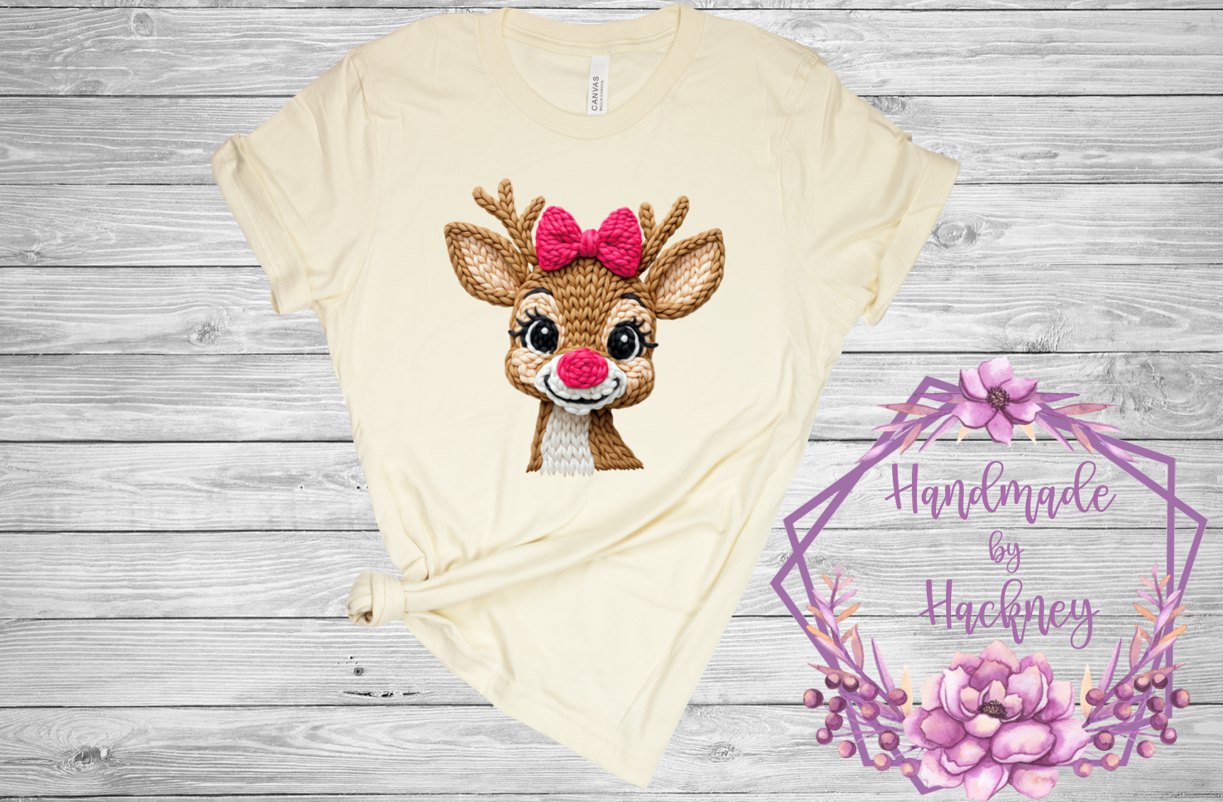 Faux Yarn Reindeer with Pink Bow