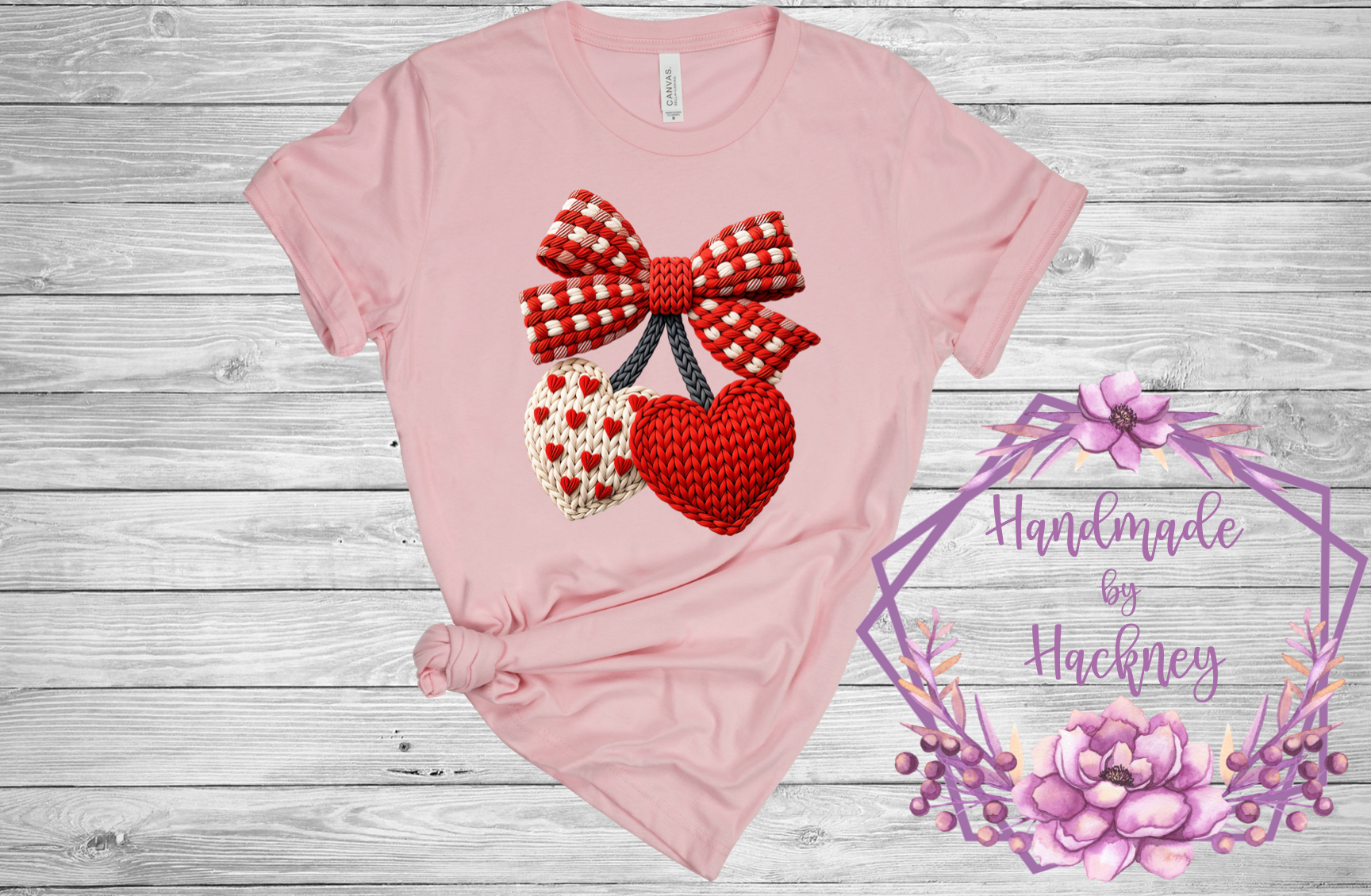 Hearts and bow faux crochet