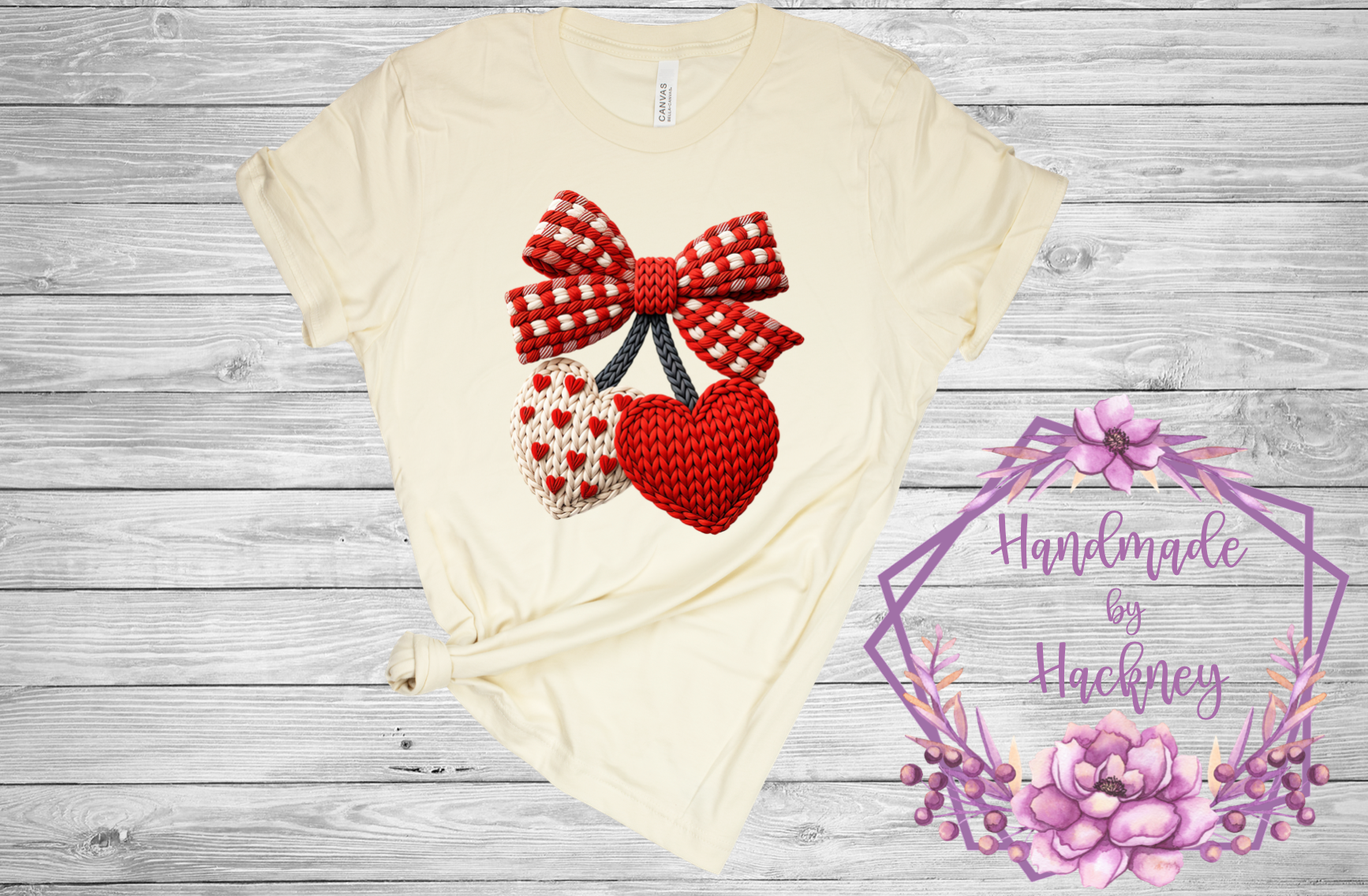 Hearts and bow faux crochet