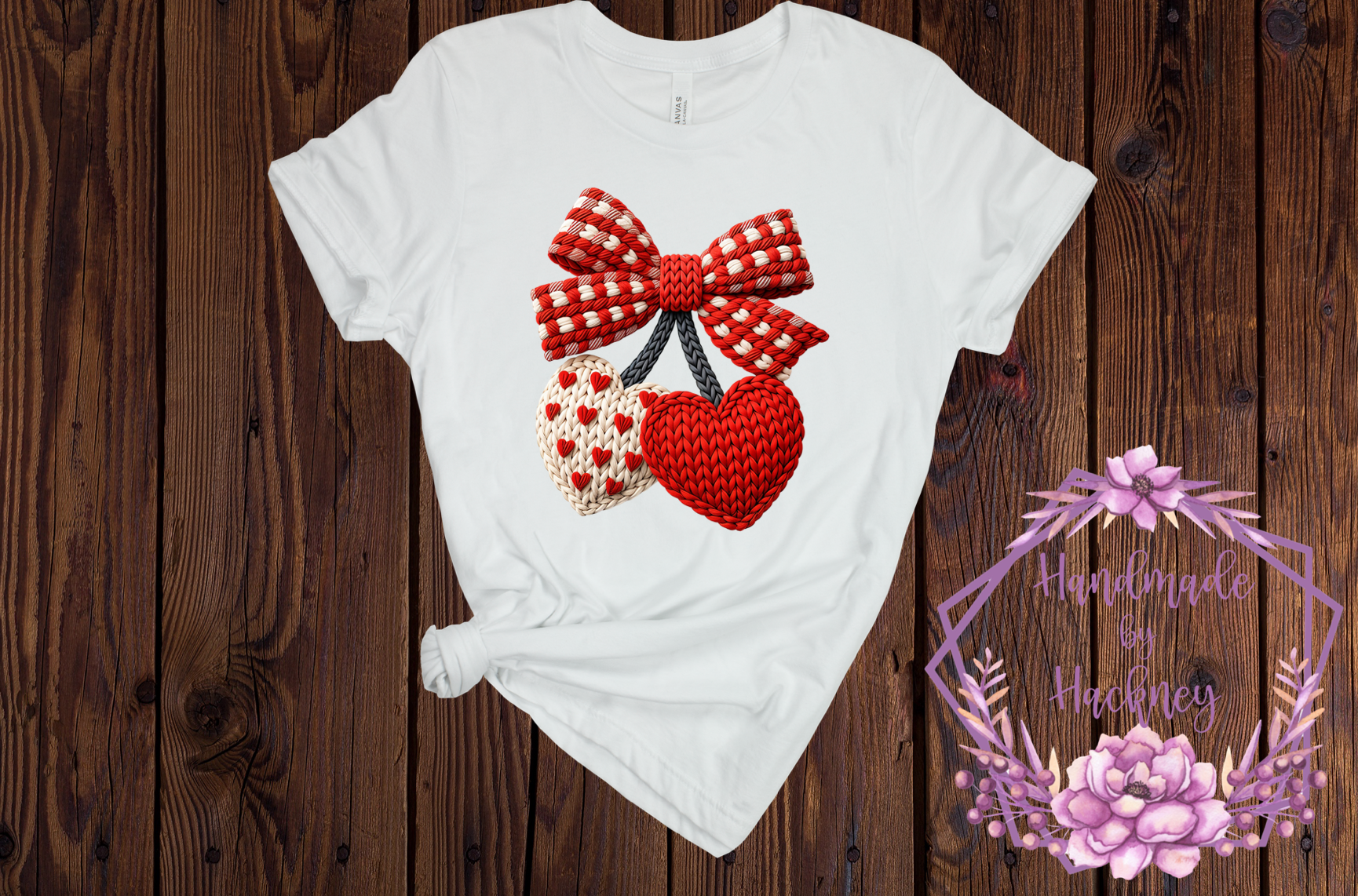 Hearts and bow faux crochet